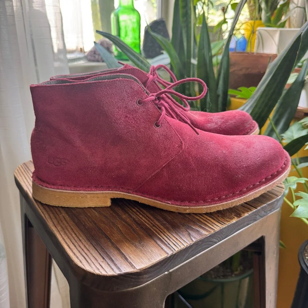 UGG Leighton Mens Burgundy‎ Red Suede Chukka Desert Boots Size 13